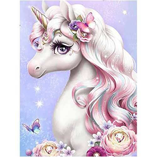 Diamond Painting Kits for Adults Full Drill Unicorn Anime Diamond Art Kits for Kids DIY Square Diamond Painting Kits Diamond Dots for Adults Diamond Art Home Wall Decor -YNC012 (Pink-Unicorn)