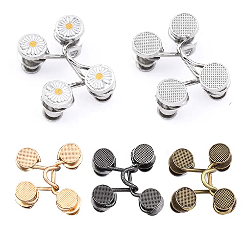 25 Pieces Adjustable Waist Buckle Extender for Jeans 5 Styles Nail-Free 18 mm Reusable Snap Buttons Widely Used Replacement Jean Button for Pants
