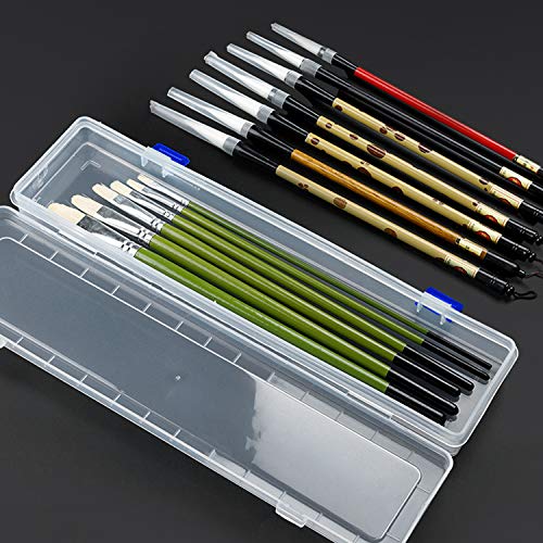 Honbay 13.19*2.76*1.38inch Paint Brush Holder Paint Brushes Storage Box Container for Watercolour Oil Paint Pencil Drawing Tool