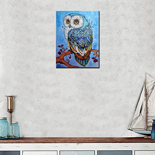 Owl Portrait Diamond Painting Kits for Adults, Kids 5D DIY Full Drill Round Crystal Rhinestone Embroidery Arts Craft Birds in The Branch Picture Wall Decor Gift 12x16 inch (Without Frame)