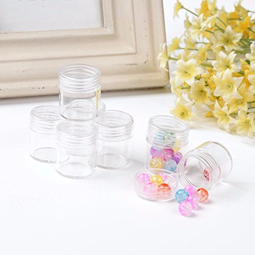 TDOTM Clear Plastic Bead Storage with 30 Pieces Storage Jars Container Bottle with Lid Embroidery Diamond Painting Transparent Accessory Box Organizer for Jewelry DIY Art Craft Nail 1Pack