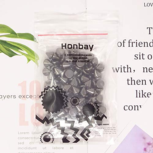 Honbay 100PCS Acrylic Punk Bullet Rivets Cone Spike Studs Beads, Sew on or Glue on (Gun Black)