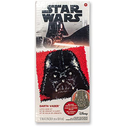 Dimensions Darth Vader Star Wars Latch Hook Kit with Pattern, 12" x 12", Multicolor 3 Piece