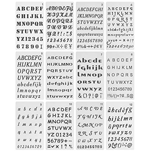 Mr. Pen- Letter Stencils, 12 Pack, 4 x 7 Inch, Alphabet Stencils, Letter Stencil, Lettering Alphabet Stencil, Stencils, Stencils Letters and Numbers, Lettering Stencils, Bullet Journaling Stencils