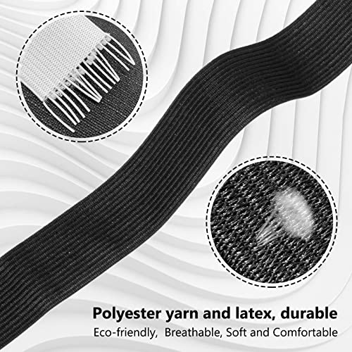 Magnoloran 2 Pack 10 Yard 2 Inch Wide Sewing Elastic Band Knit Elastic Spool Braided Elastic Heavy Stretch High Elasticity for Sewing Pants Waistband, Wigs, Skirts, Craft DIY Projects (Black&White)