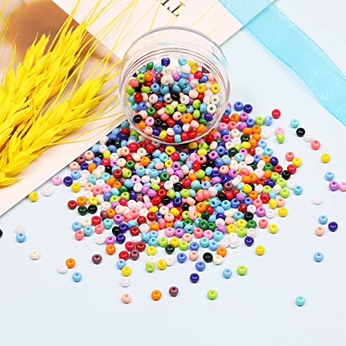 BALABEAD 3mm Round Size Almost Uniform Craft Glass Seed Beads, About 9600pcs in Box 24 Multicolor Assortment Size 8/0 Glass Seed Beads for Jewelry Making(400pcs/Color, 24 Colors)