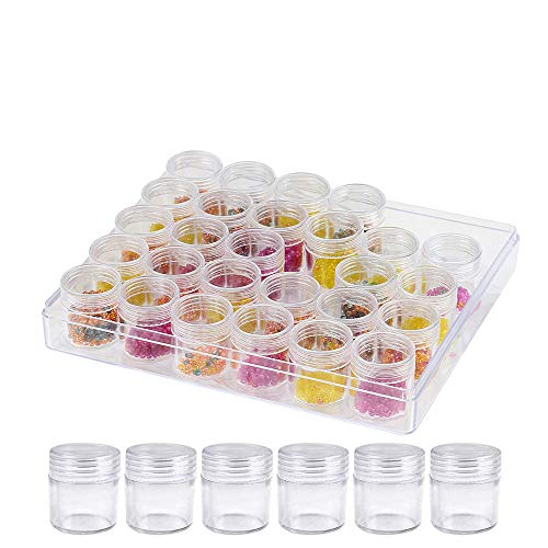 TDOTM Clear Plastic Bead Storage with 30 Pieces Storage Jars Container Bottle with Lid Embroidery Diamond Painting Transparent Accessory Box Organizer for Jewelry DIY Art Craft Nail 1Pack