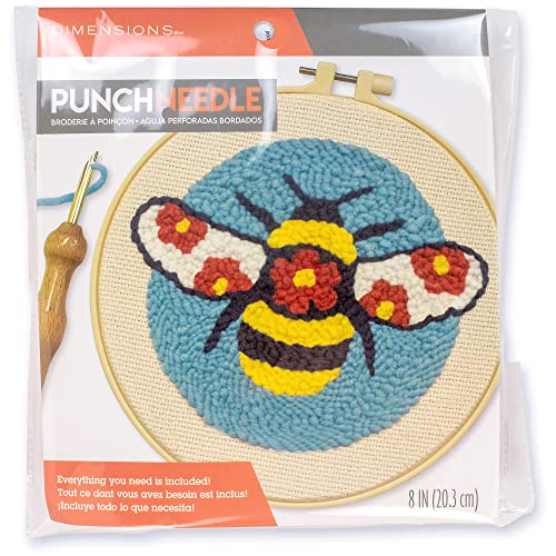Dimensions Floral Bee Punch Needle Set for Beginners, 8" Diameter, 7 Piece