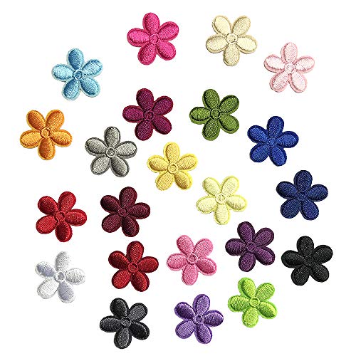 Juland 23PCS Mini Sun Flower Embroidered Patches Self Adhesive Embroidered Custom Backpack Patches for Men, Women, Boys, Girls, Kids