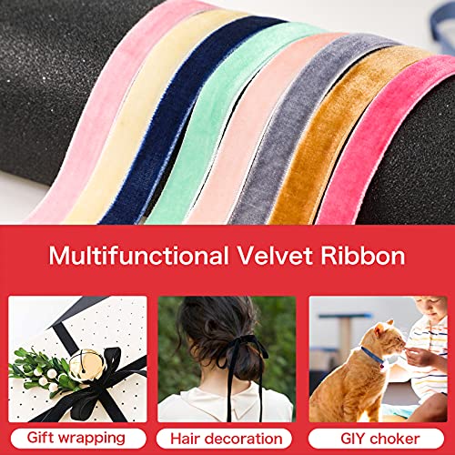 60 Yards Velvet Ribbon Spool Single Face Ribbon 30 Assorted Colors Velvet Ribbon for Package Wrapping Hair Bow Clip Accessory Wedding Decoration DIY Craft (3/8 Inch)