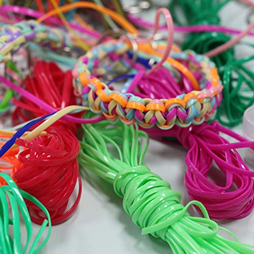 String Gimp Plastic Lacing Cord for Bracelets Scoubidou Craft Kits with Snap Clip Hooks 20 Colors