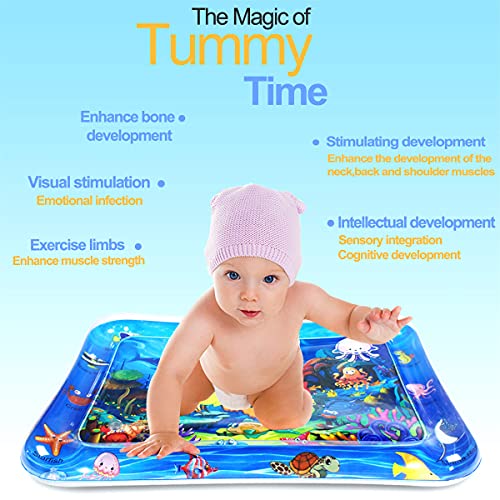 Tummy Time Water Mat Inflatable Baby Water Play mat for 3 6 9 Months Newborn Girl & Boy Early Activity Center
