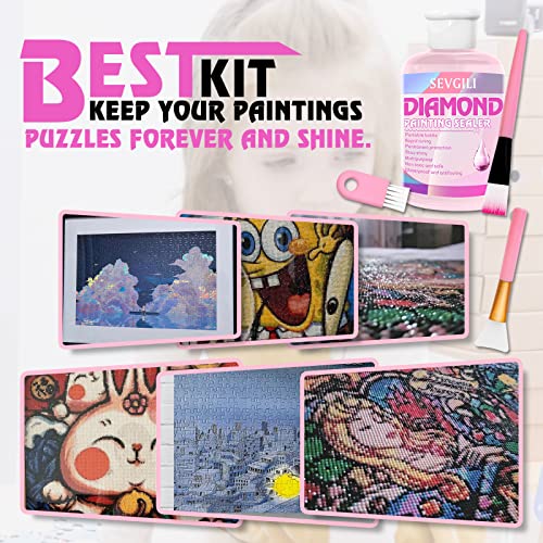 Diamond Painting Sealer Kits 240ML with Brushes, Diamond Art Sealer Puzzle Glue Diamond Painting Accessories and Tools,Diamond Painting Kits for Adults (8OZ)