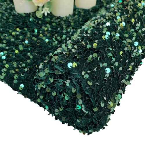 Emerald Green Sequin Fabric by The Yard Soft Velvet Fabric Glitter Upholstery Fabric Velvet Sequins Fabrics for Crafts Sparkle Material Dress Fabric Sequin Cloth Sewing Fabric for Christmas Costumes