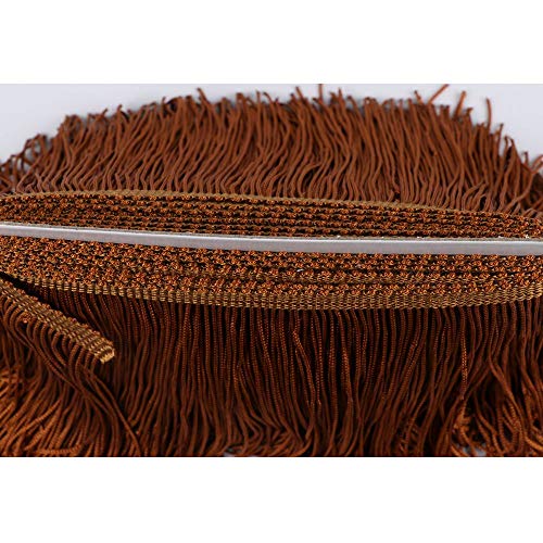 Heartwish268 Fringe Trim Lace Polyerter Fibre Tassel 4inch Wide 10 Yards Long for Clothes Accessories Latin Wedding Dress DIY Lamp Shade Decoration Black (Coffee)