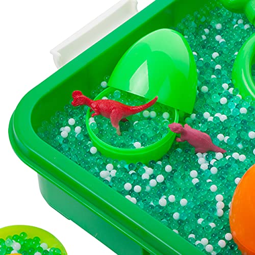 Dinosaur Water Sensory Beads Play Set - Sensory Bin Toys for Kids with 16 oz of Kids Water Beads, - 20 Pieces Dinosaur Sensory Bin Toy Figures with Container Storage for 3, 4, 5 Year Old Toddlers