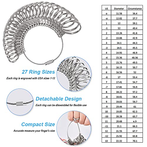 Ring Mandrel, IKOCO Ring Sizer Measuring Tool Steel Ring Size Adjusters for Loose Rings Measure Repair