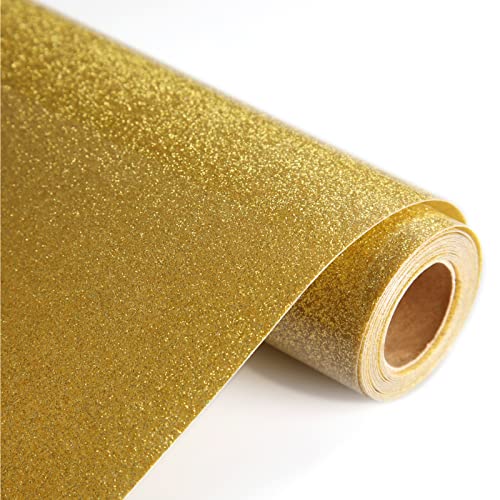 Gold Glitter Heat Transfer Vinyl HTV Sparkle Iron on Rolls for T Shirts 12"x5 FT, Sparkly Multicolor Iron-on Vinyl Bundle Sheets for Cricut