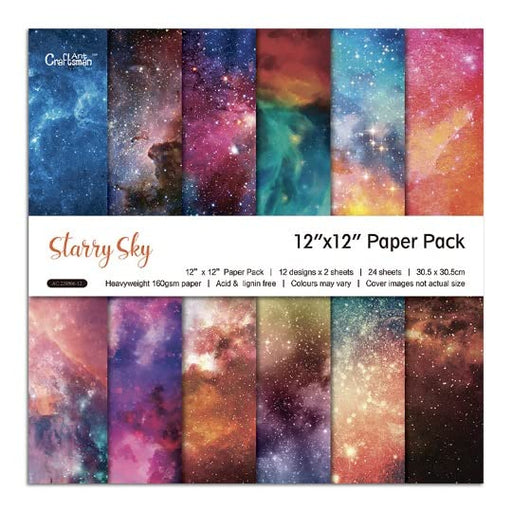 Colored Scrapbooking Paper Pad 12*12 Patterned Paper 24 Sheets - Two of 12 Colors Scrapbook Paper Single-Sided Journaling CardStock Paper for Cardmaking DIY Origami Decorative Craft Paper.(Starry Sky)