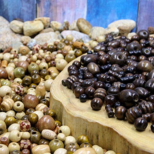 Fun-Weevz 700 Wooden Beads for Jewelry Making Adults, Assorted African Beads, Wood Beads for Craft Bracelets and Necklace Jewelry, Crafts Macrame Supplies, Round Bead Pack for Bracelet and Necklaces