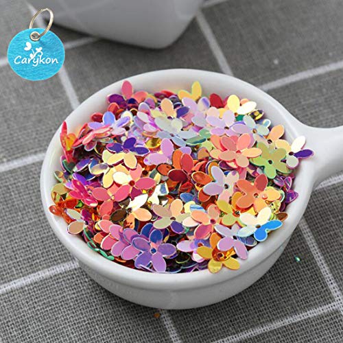 Carykon 3200pcs of 10mm Five Leaf Flower Sequins in 18 Colors Mixed Packaging, Flower Sequin Crafts.