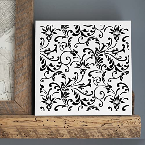 Floral Swirl All Over Pattern Stencil (10 mil Plastic) | Decor Stencils for Painting on Wood, Wall, Tile, Canvas, Paper, Fabric, Furniture and Floor | Reusable Stencil | FS034 by Designer Stencils