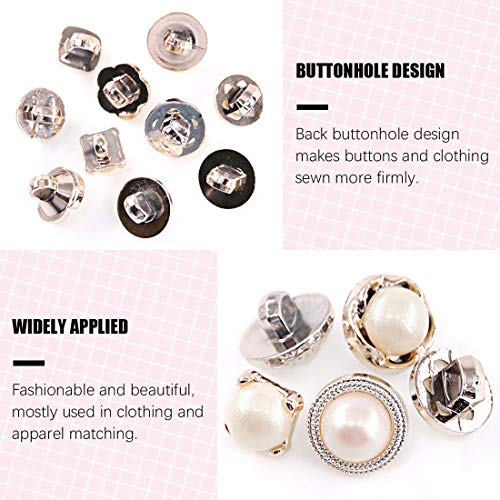 Swpeet 150Pcs 15 Types Beautifu Sew in Faux Pearl Buttons Sewing Crafts with Shank Cover Up Buttons for Clothes Shirts Suits Coats Sweaters Storage Box