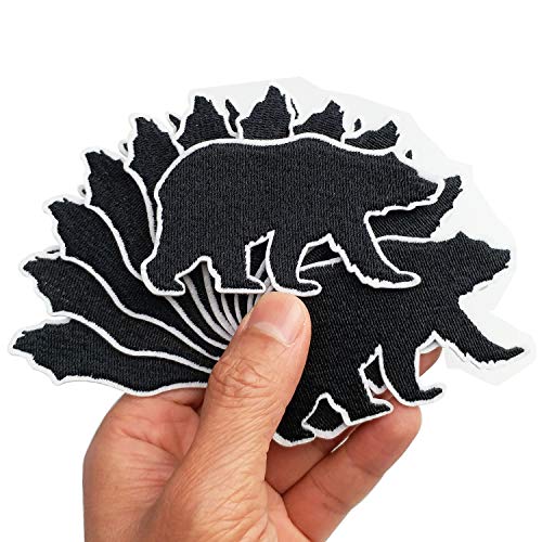 3.2"x1.8" 12pcs Black Bear Woods Woodland Animal Iron On Embroidered Patches Appliques Machine Embroidery Needlecraft Kids Boys Girls Crafts
