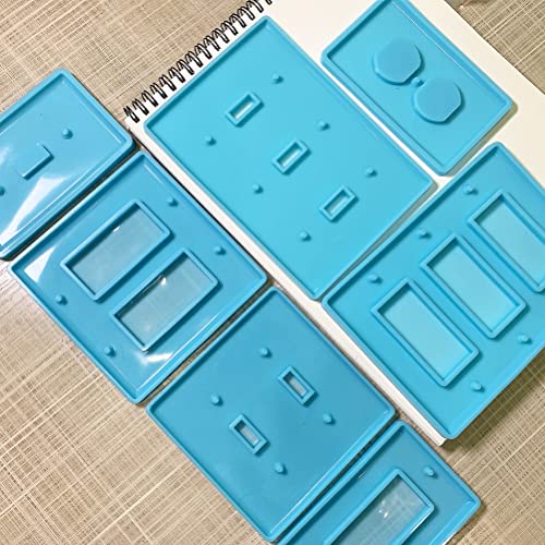 BUYGOO 7Pcs Light Switch Cover Resin Molds, Switch Socket Panel Plaster Mold for Epoxy Resin, Switch Socket Panel Epoxy Molds, Switch Plate Silicone Mold Outlet Cover Molds for DIY Crafts Making