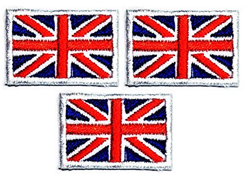 Umama Patch Set of 3 Mini Flag '' 0.6X1.1 '' British Union Jack Flag Embroidered Patch Military Tactical British Union Jack Flag Emblem Uniform Sew Iron On Patches Clothes