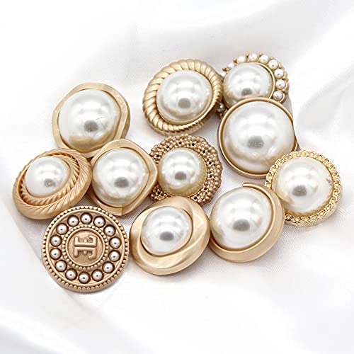 5 PCS Pearl Gold High Quality Metal Women Coat Buttons for Clothing Sweater Decoration Sewing Crafts Accessories (#9, 18mm)