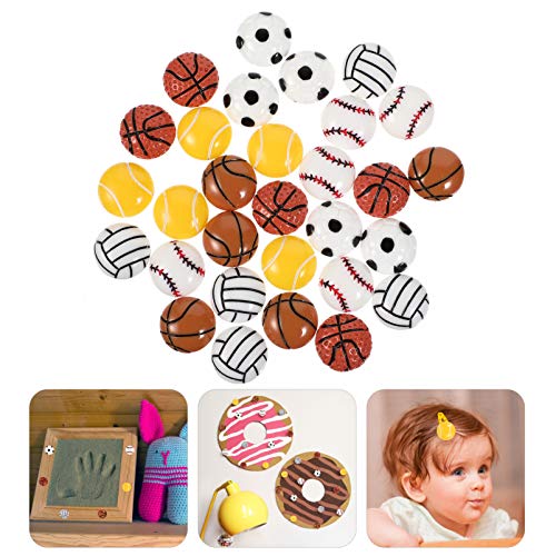 MILISTEN 30pcs Resin Charms Flatback Resin Charms Football Volleyball Tennis Baseball Shape Resin Cabochons for DIY Crafts Scrapbooking Phone Case Decor, Mixed Style