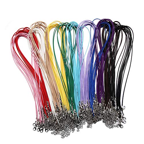 60Pcs Waxed Necklace Cord Bulk for Jewelry Making,Necklace Rope String with Clasp for DIY Bracelet Pendant,Multicolor(18 Inches and Thickness 1.5mm)