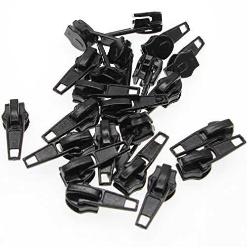 Leekayer #5 Black Nylon Coil Zippers by The Yards Bulk 10 Yards with 25pcs Black Sliders for DIY Tailor Sewing Craft,Luggage,Dress,Sofa Cushion,Pillow,Bag (Black)