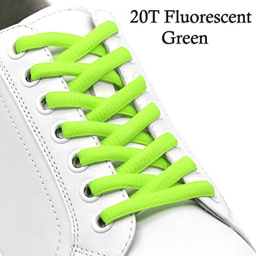 DELELE 2 Pair Oval Shoes laces Half Round 1/4" Athletic Shoelaces Shoe Strings Fluorescent Green-39.37"