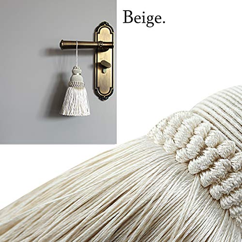 Fenghuangwu Colorful Tassel Key Tassel DIY Accessories for Curtain and Home Decoration-beige-4PCS
