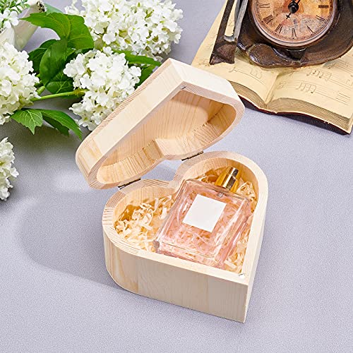 OLYCRAFT 4PCS Unfinished Wooden Box Unpainted Heart-Shaped Wooden Box Pine Storage Box Natural Wood Box with Iron Findings for Crafting Making Jewelry Box, 5x5.2 Inch