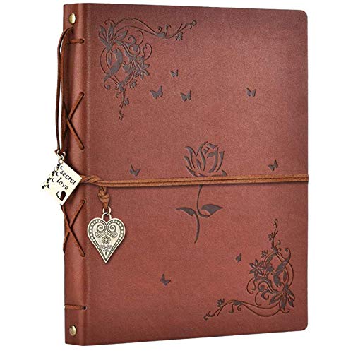 ZEEYUAN Scrapbook Album Leather Photo Album Memories DIY Scrap Book 10.8"x8.6" Large Family Photo Book Refillable 60 Pages for Anniversary Valentines Birthday Gifts