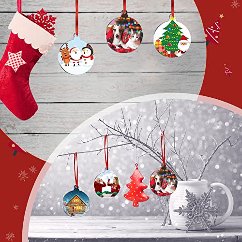 50 Pieces 3 Inch Acrylic Christmas Keychain Blanks Transparent Circle Clear Acrylic Christmas Ornament Blanks Christmas Ornaments（Classic Style, 50 Pieces）
