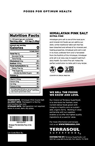 Terrasoul Superfoods Himalayan Pink Salt, 2.5 Lbs - Extra Fine | Trace Minerals