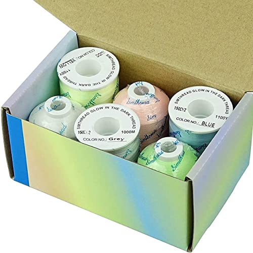 Simthread Glow in The Dark Machine Embroidery Thread 1000yards(1000M) 5 spools Set 30WT for Halloween Christmas Embroidery and Sewing Machines