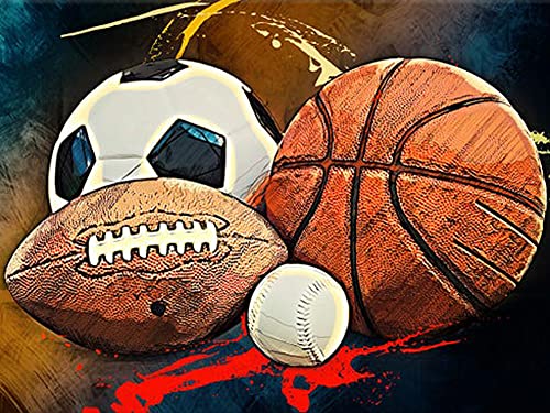 Beaudio Sport Series Diamond Painting Kits for Adults- Tennis Racket and Ball Paint - DIY Round Full Drill 5D Diamond Art for Home Wall Decor(11.8x11.8inch)