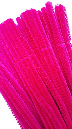 Carykon 100 Pieces Fuzzy Chenille Stems Pipe Cleaners for Arts and Crafts (Hot Pink)