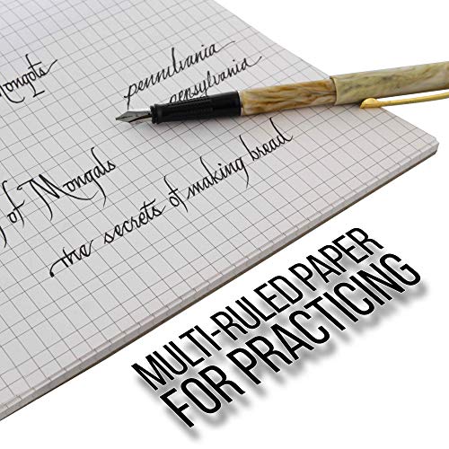 U.S. Art Supply (Pack of 2 Pads) - 9" x 12" Premium Calligraphic Practice Paper Pad, 19 Pound Bond (70gsm), Pad of 50-Sheets, Calligraphy Paper with Printed Practice Rule and Slanted Grid