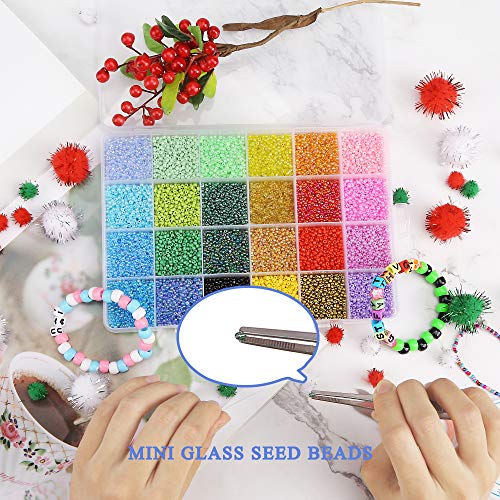 GREENTIME 22800pcs Glass Seed Beads for Jewelry Making Kit, Small Craft Beads 11/0 Waist Beads for DIY Bracelet Necklaces Crafting Jewelry Making Supplies (24 Colors)