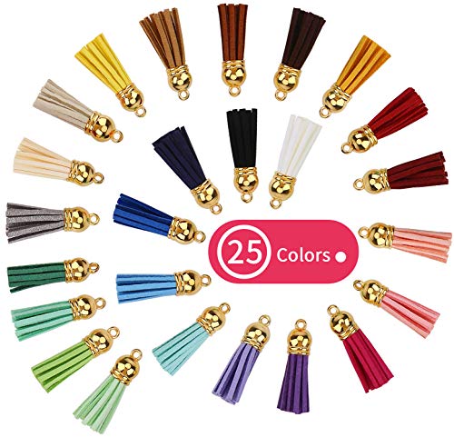 DIYASY Keychain Tassels,100 Pcs Bulk Leather Tassels for Jewelry Making Colored Tassel Pendant for Keychain Accessories Craft and Earrings Bracelets Making 25 Colors