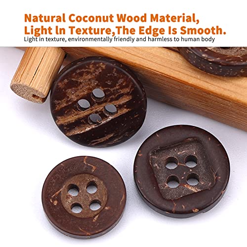 Mixed Vintage Wood Buttons for Crafts,Assorted Shapes Bulk DIY Sewing Wooden Button,Painting Decorative Handmade,2 Holes and 4 Holes(400-500PCS)