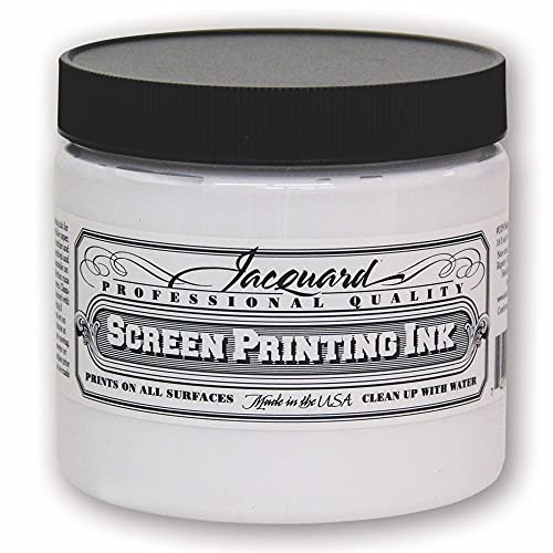 Jacquard Professional Screen Print Ink, Water-Soluable, 16oz Jar, Super Opaque White (119)