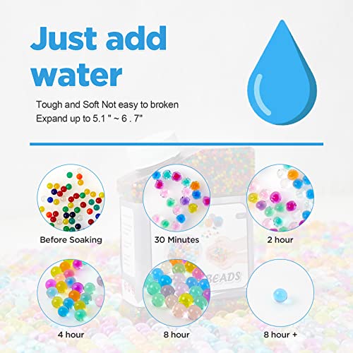 OHwtzb Water Beads Rainbow Mix (25,000 Beads Uniform Size) Jelly Water Gel Beads Growing Beads for Kids Sensory Toys ,Splatter Ball Gun ,Plants Vase Filler and Home Decor