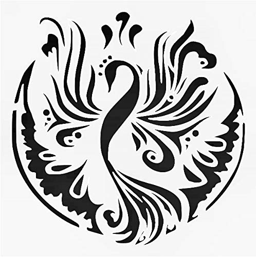 Phoenix Design Reusable Sturdy Stencil Clear Custom Cut Plastic Sheet Template Cutout Sign DIY Supplies for Airbrush Painting Drawing 1-5.5x5.5 inch